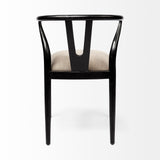 Linen Seat With Black Wooden Base Dining Chair