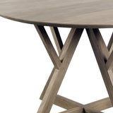 48" Round Brown Solid Wood Table Top And Base Dining Table