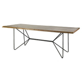 Natural Tapered Live Edge Top With Iron Base Dining Table