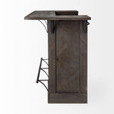 Gray Solid Wood Kitchen Island With Wine Bottle Storage