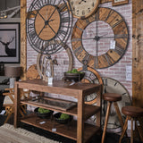 Gray Solid Wood Kitchen Island With Wine Bottle Storage