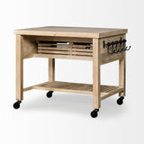 Modern Farmhouse Rolling Kitchen Island Or Bar Cart