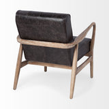 Black Leather Accent Chair With Wrapped Ash Wood Frame