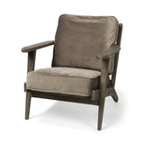 Olive Velvet Accent Chair With Covered Wooden Frame