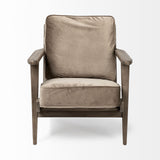 Olive Velvet Accent Chair With Covered Wooden Frame