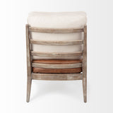 Brown Leather Seat Accent Chair With Off White Fabric