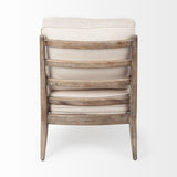 Off White Fabric Seat Accent Chair With Ash Wood Frame