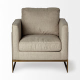 Cream Poly Linen Seat Accent Chair With Gold Stainless Steel Frame