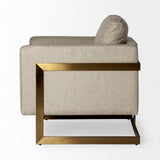 Cream Poly Linen Seat Accent Chair With Gold Stainless Steel Frame