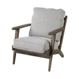 Frost Grey Fabric Wrapped Honey Wooden Frame Accent Chair