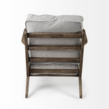 Frost Grey Fabric Wrapped Honey Wooden Frame Accent Chair