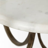 Round Glass Top Metal Side Table With Marble Shelf On Bottom