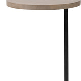 White Marble Top Accent Table With Triangluar Gold Iron Base