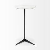 White Marble Round Top Accent Table With Black Iron Base