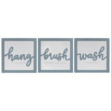 Set Of 3 Blue Hang Brush Wash Framed Wall Art