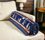 Ultra Soft Blue Ski Mountain Handmade Queen Size Woven Blanket