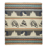 Ultra Soft Gray and White Snowboarder Handmade Queen Size Woven Blanket