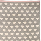 Grey And Ivory Hearts Knitted Baby Blanket