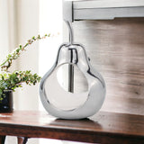 Pear Shaped Aliminum Cast Decorative Accent Bowl In White Interior