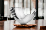 Silver Aluminum Abstract Tray Dish Centerpiece Bowl