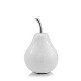 White Coated Mini Pear Shaped Aluminum Accent Home Decor