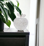 14" Silver Faux Crystal Apple Sculpture