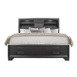 Solid Wood Queen Gray Eight Drawers Bed