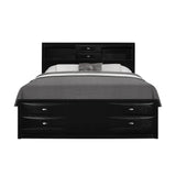 Solid Wood Full Black Eight Drawers Bed