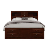 Solid Wood King Merlot Eight Drawers Bed