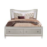 Champagne Tone Queen Bed With Padded Headboard Led Lightning 2 Drawer