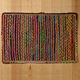 2' X 3' Rainbow Colors Jute Rag Braided Scatter Rug