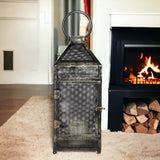 Rustic Industrial Gray Mesh And Metal Lantern