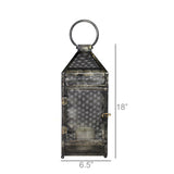 Rustic Industrial Gray Mesh And Metal Lantern