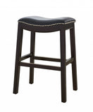 26" Black And Espresso Solid Wood Backless Counter Height Bar Chair