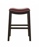 26" Dark Red And Espresso Solid Wood Backless Counter Height Bar Chair