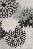 6' X 9' Black And White Floral Indoor Outdoor Area Rug