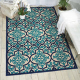 5' X 8' Blue And Ivory Moroccan Indoor Outdoor Area Rug