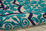 8' X 11' Blue And Ivory Moroccan Indoor Outdoor Area Rug