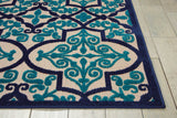 8' X 11' Blue And Ivory Moroccan Indoor Outdoor Area Rug