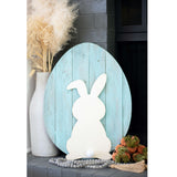 24" Rustic Farmhouse Turquoise Wood Large Egg