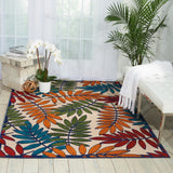 4' X 6' Ivory And Blue Floral Indoor Outdoor Area Rug