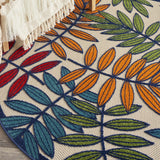 4' X 6' Ivory And Blue Floral Indoor Outdoor Area Rug