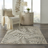 4' X 6' Gray And Ivory Floral Stain Resistant Indoor Outdoor Area Rug