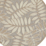 4' Round Gray And Ivory Round Floral Indoor Outdoor Area Rug