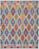 8' X 10' Blue And Pink Ogee Power Loom Area Rug