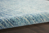 6' Ivory And Blue Abstract Power Loom Runner Rug