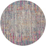 8' Pink And Ivory Round Abstract Power Loom Area Rug