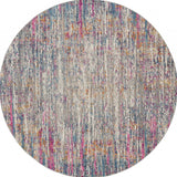 8' Pink And Ivory Round Abstract Power Loom Area Rug