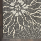 10' Blue And Gray Floral Power Loom Runner Rug