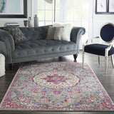 5' X 7' Pink And Gray Power Loom Area Rug